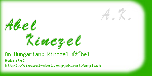 abel kinczel business card